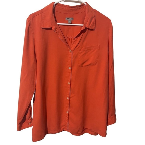 J. Jill Tops - J Jill 100% Silk Button Down Orange Long Sleeve Top